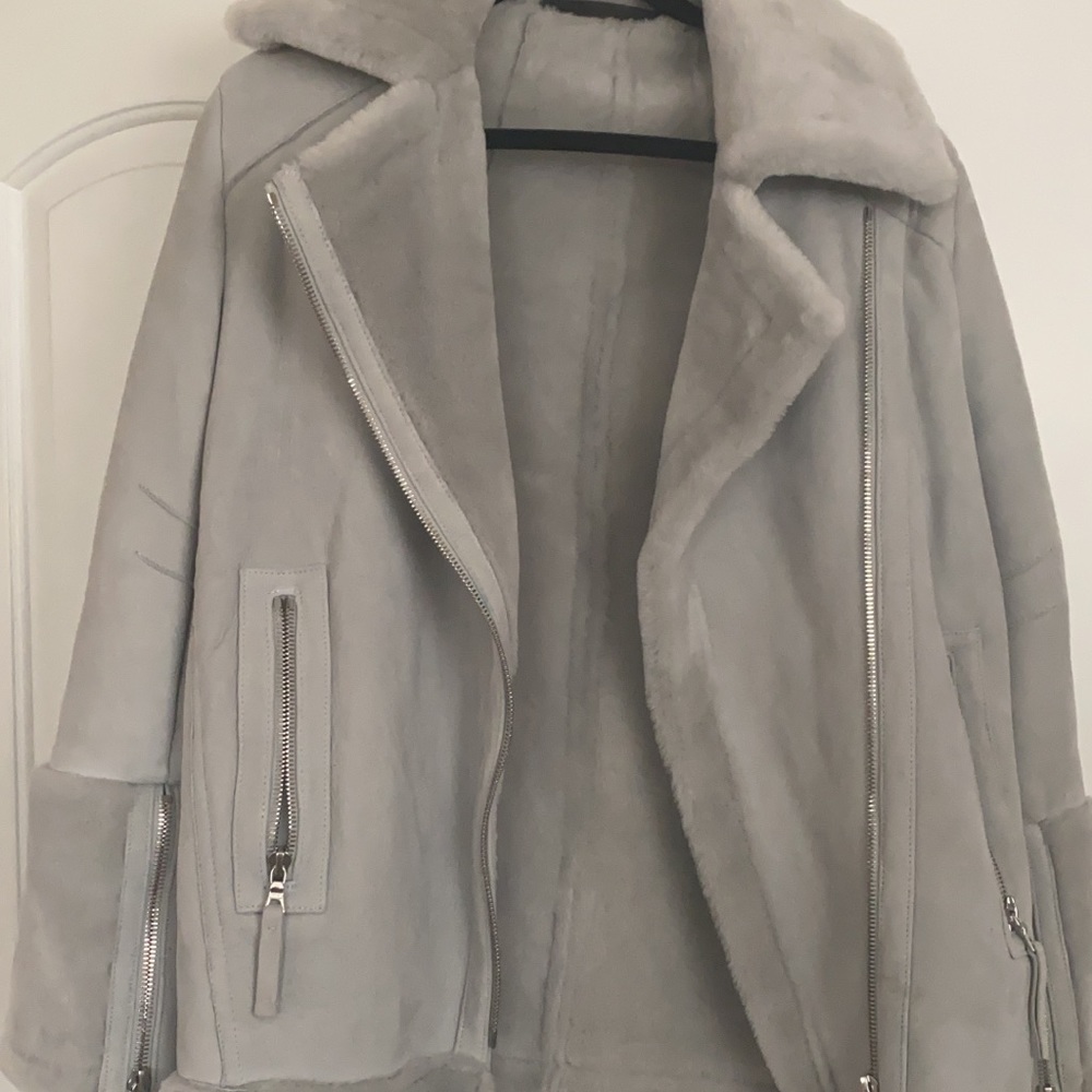 Topshop 100% shearling aviator coat